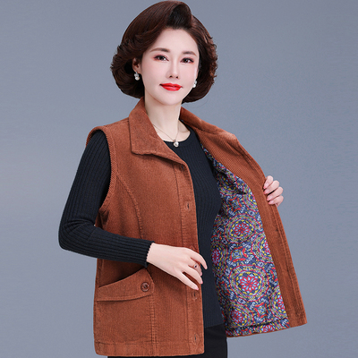 中老年马甲纯棉新款坎肩灯芯绒