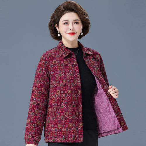 夹棉上衣洋气薄款棉袄中老年衣服