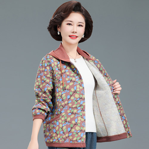 妈妈装短款薄外套花色中老年女春
