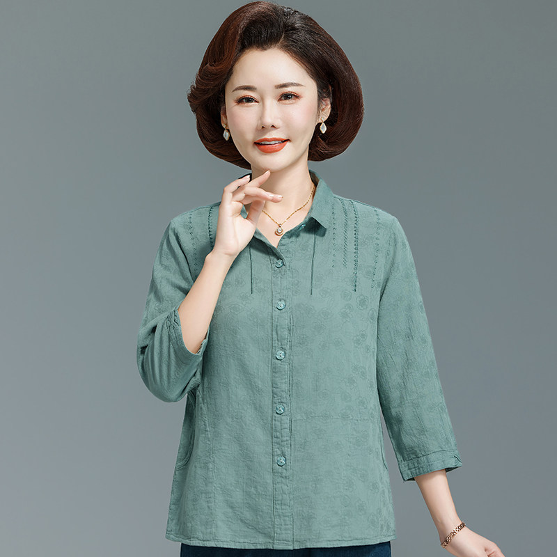 中老年女装妈妈夏装洋气衬衫