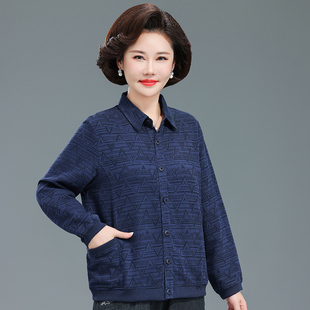妈妈春装外套薄款新款纯棉长袖衬衫50岁妇女中老年加大码上衣洋气