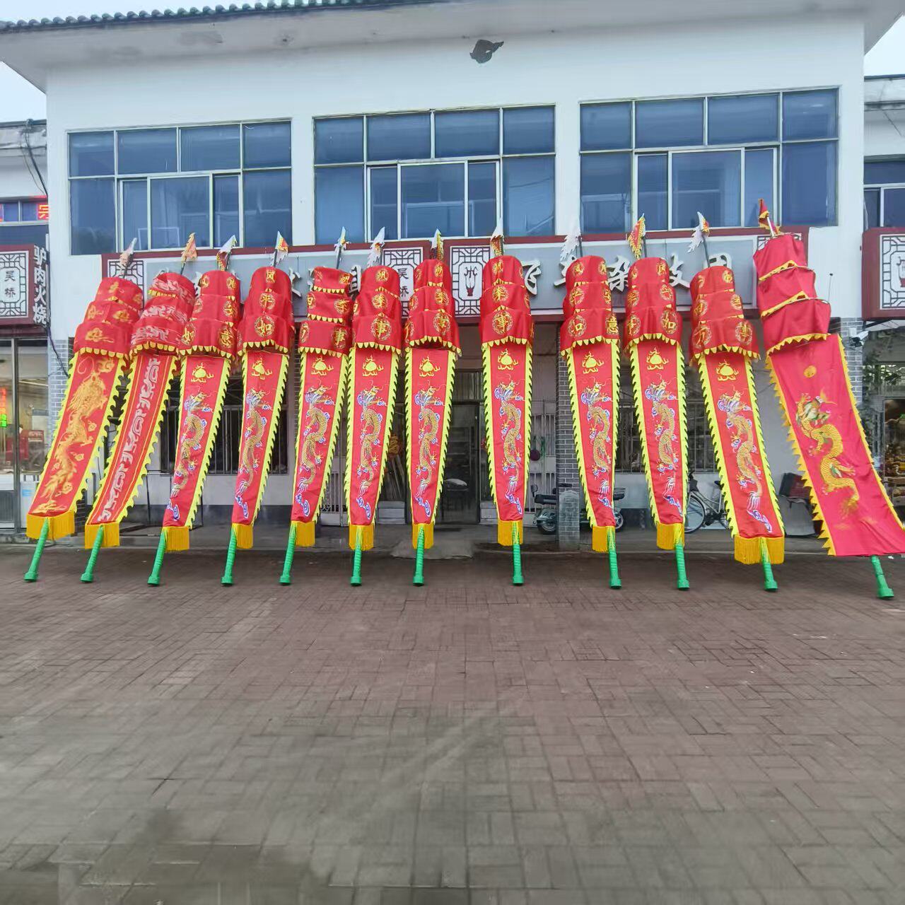 杂技道具舞中幡超轻碳纤维杆中帆带顶灯笼多种样式可选支持定制翻