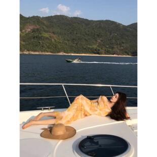 木子李 荡领雪纺连衣裙显白垂感收腰包臀鱼尾长裙夏 李氛围感无袖