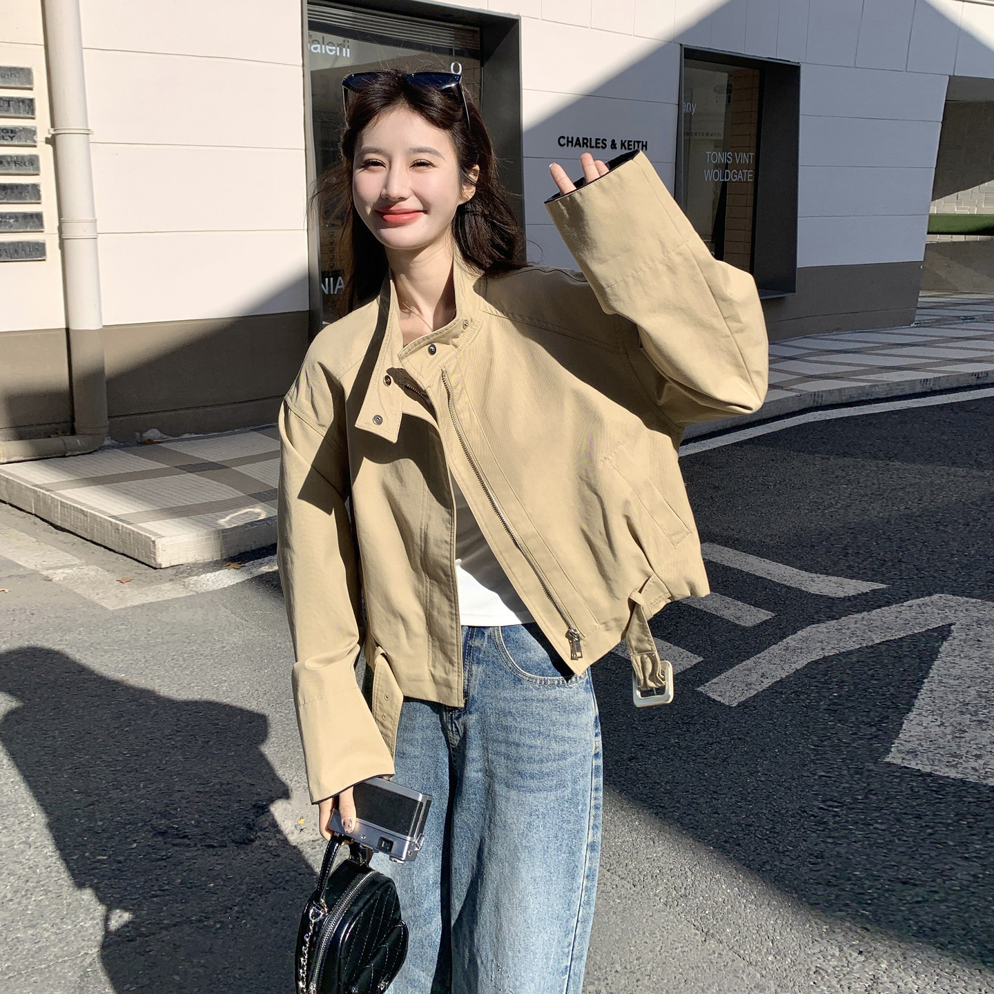 卡其色复古短款工装风衣夹克外套女春秋新款时尚现货巨好看上衣