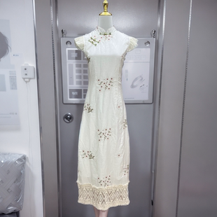 凌茜恣禾6.7超级时装发布新中式复古改良旗袍绣花拼接连衣裙