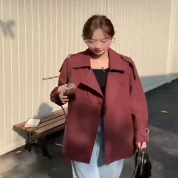 卡其色优质气感休闲风衣外套女秋季新款潮流时髦范减龄真丝
