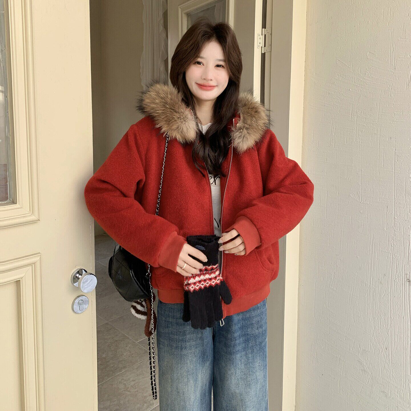 白百搭新款上市保暖长款优质常规款鸭绒冬季黑色羽绒服毛领可脱卸
