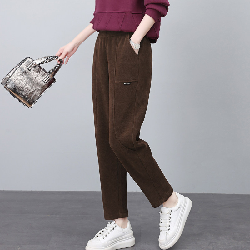 2026年冬季新款时尚加绒加厚休闲裤直筒裤小脚裤松紧腰女
