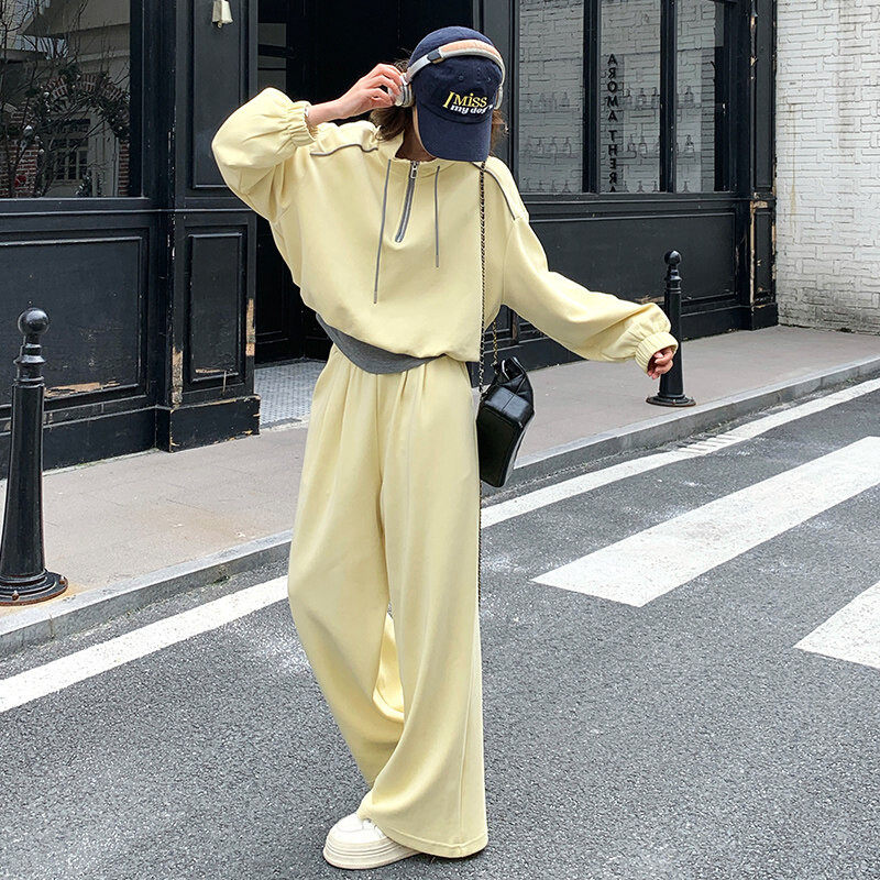高端外套欧货长袖松弛感宽松运动套装独特卫衣休闲阔腿裤两件套