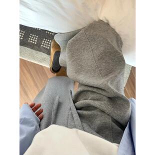 百搭休闲宽松藏肉垂感阔腿裤 松弛感韩系简约慵懒弯刀裤 女春季