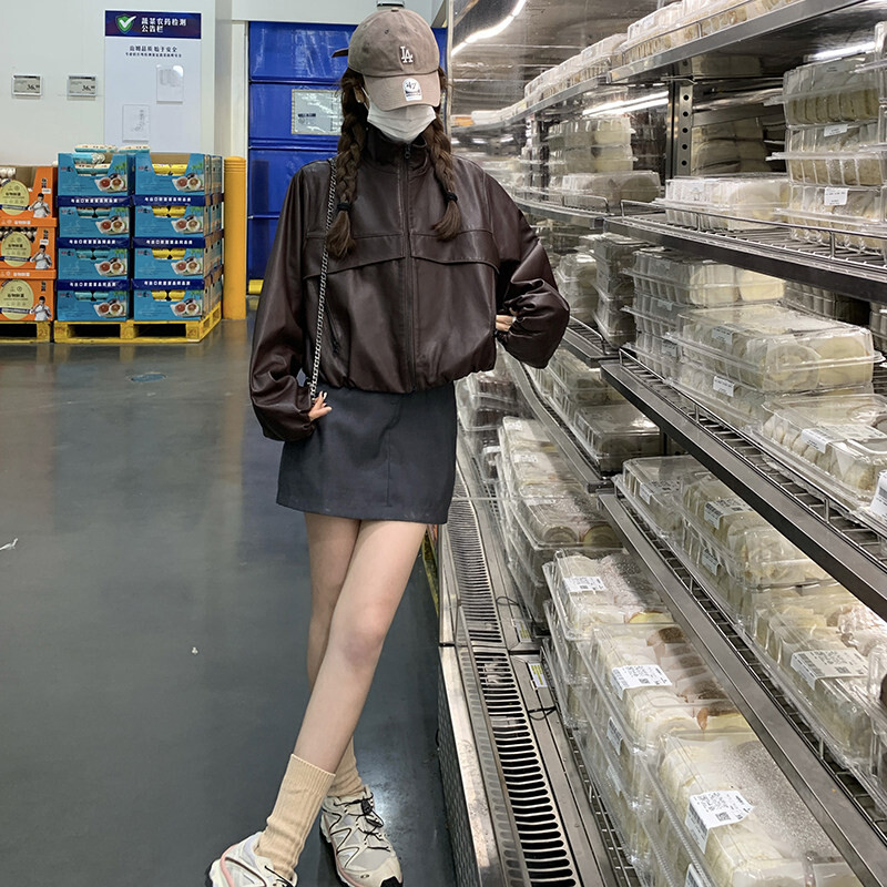 秋季立领新款上市合成革海宁优质短款好看精品韩版新休闲皮衣显瘦