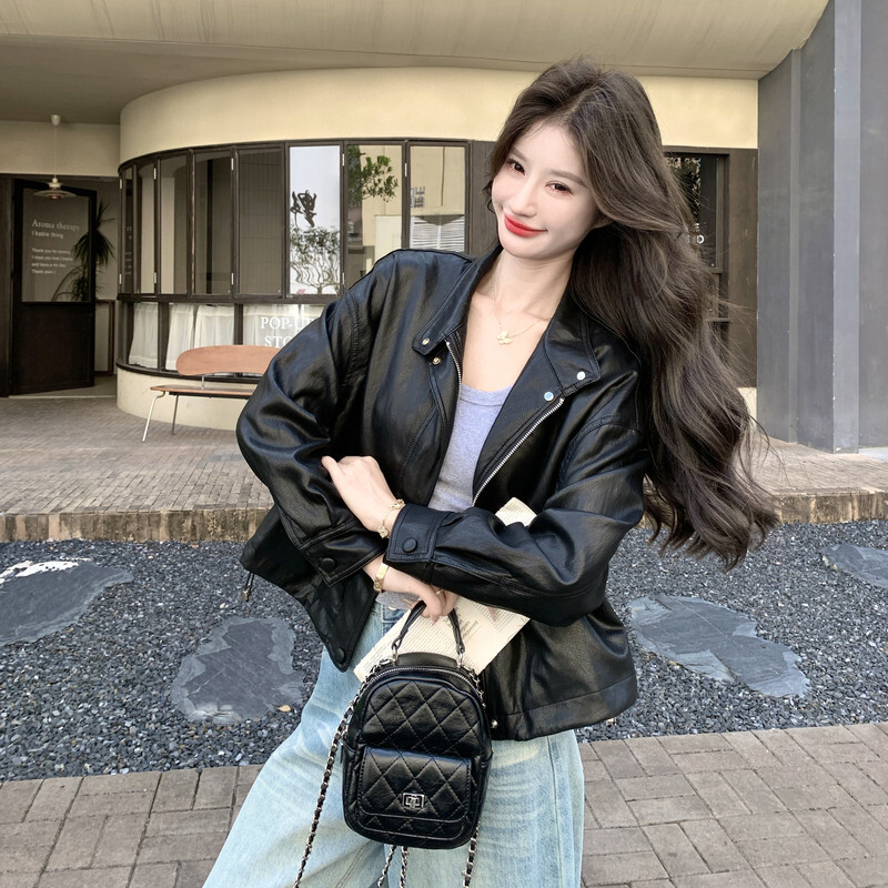 短款立领优质显瘦精品PU皮海宁疯狂促销美洋皮衣秋季新款