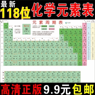 素周期表挂图墙贴不褪色118位中英文贴纸考试高卡 2018新版 化学元