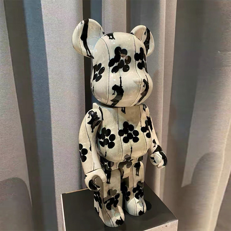be@rbrick 气球女孩 班克西 1000暴力熊积木熊手办公仔摆件