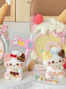 定制立体棉花糖小猫仿真食玩微缩树脂配件材料摆件手工捏捏