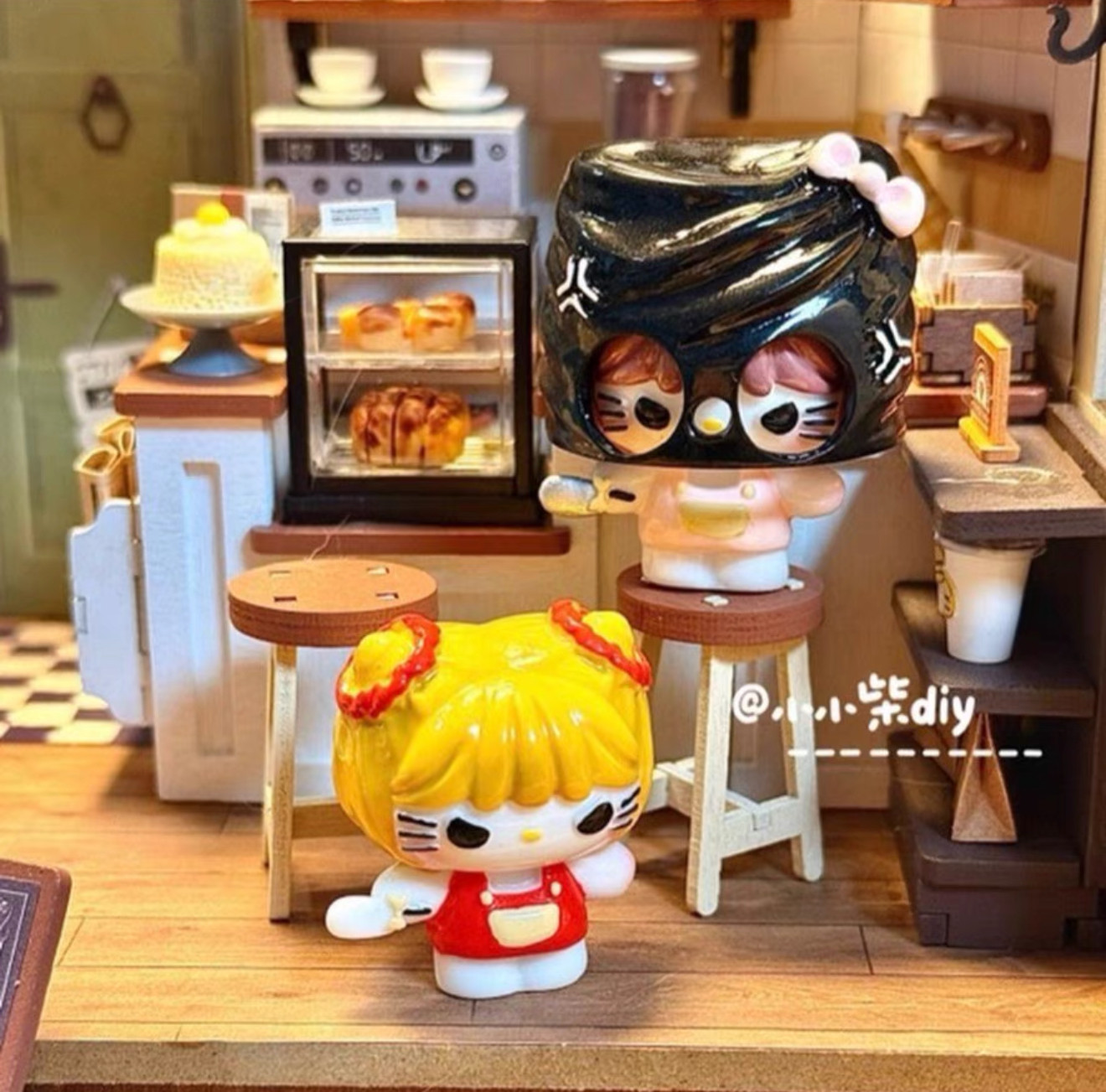 定制立体打劫kitty仿真食玩微缩树脂配件材料摆件奶油胶