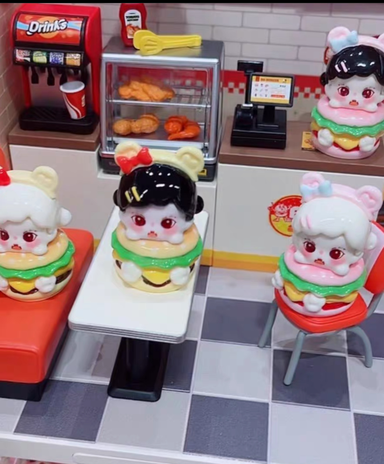妹妹汉堡仿真食玩微缩树脂配件奶油胶材料摆件装饰手工场景