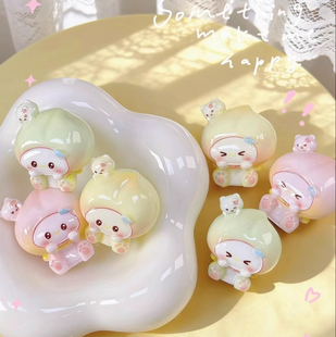 定制立体kt桃之夭夭仿真食玩微缩树脂配件材料摆件手工