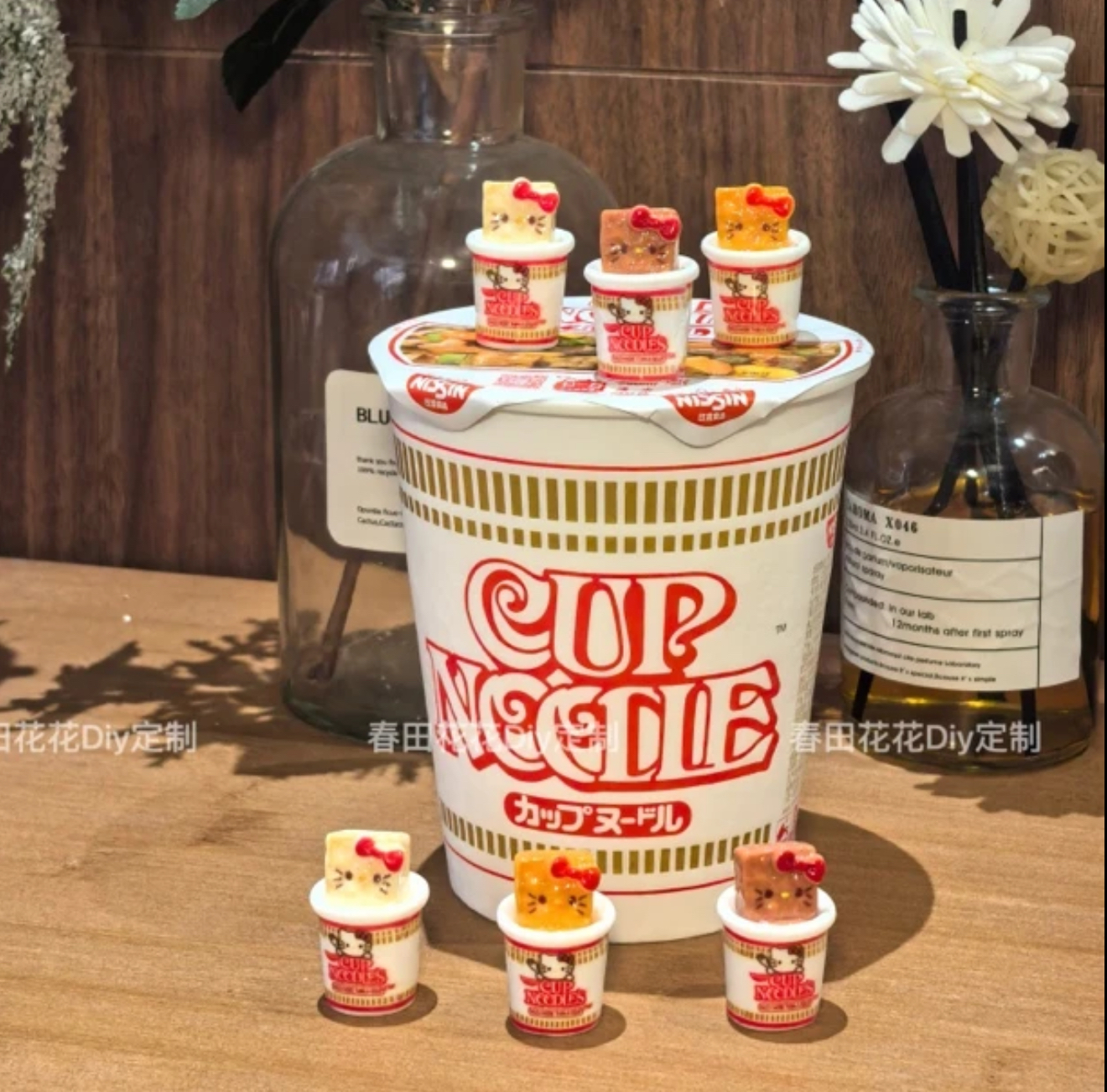 定制kitty限定泡面仿真食玩微缩树脂配件奶油胶材料摆件装饰手工
