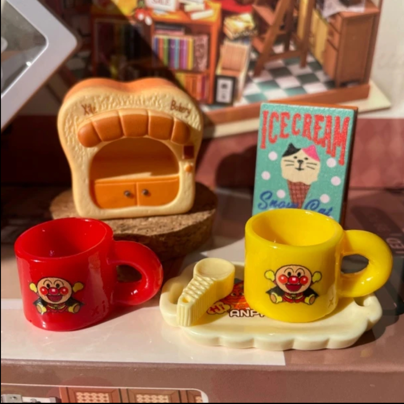 定制面包超人大耳杯 Diy创意手工食玩摆件配件奶油胶树脂微缩