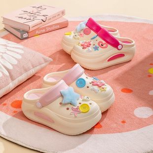 包头洞洞 夏季 鞋 女可爱厚底多巴胺增高洞洞沙滩防滑凉鞋 外穿拖鞋