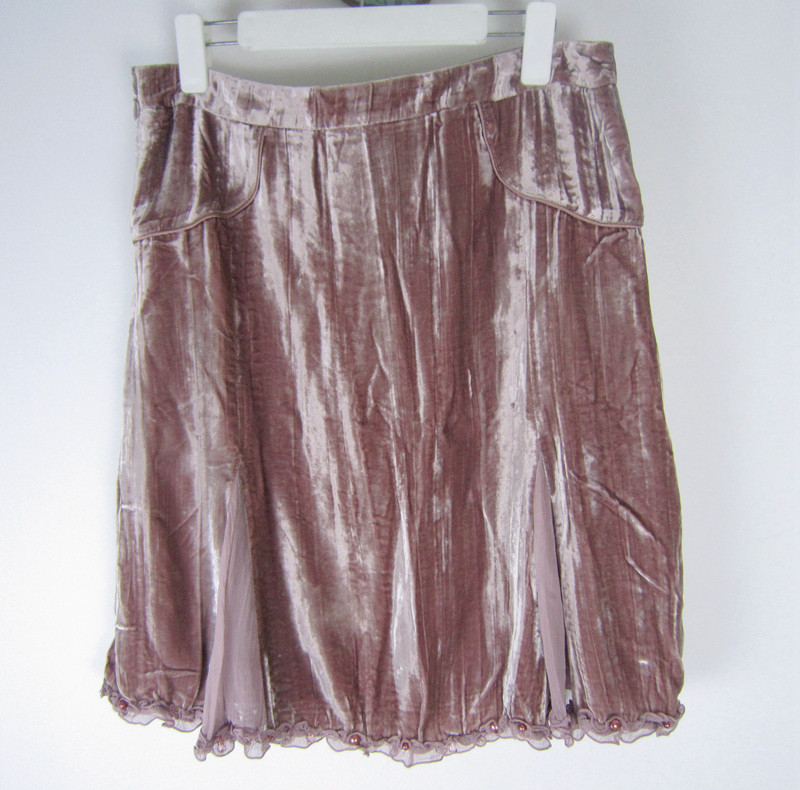 pink mary粉红玛琍/粉红玛丽 春钉珠桑蚕丝绒棉半身裙 中裙 标齐