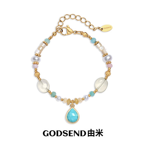 Godsend由米丨松石天然珍珠手链女款虎眼石手串珠链小众手饰女