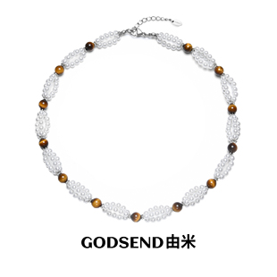 【王奕刘也同款】Godsend由米繁花虎眼石项链女款小众锁骨链颈链
