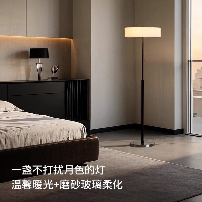 中古风实木带茶几落地灯客厅