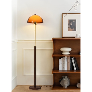 落地灯法式 台灯U138 中古风胡桃木色客厅沙发旁氛围灯卧室床头立式