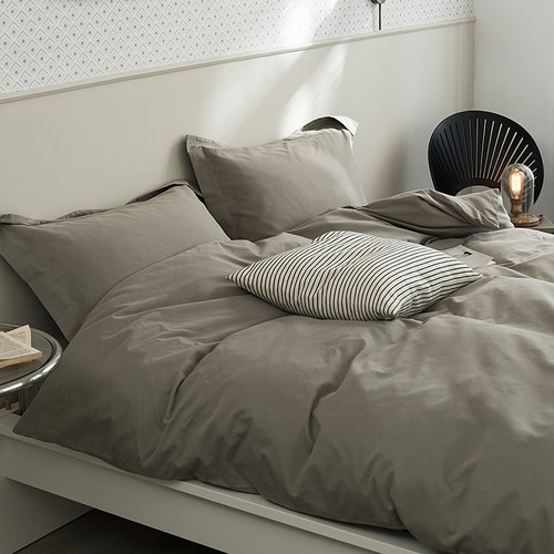 冬天灰色纯棉磨毛床单四件套