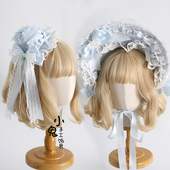 原创蓝色缘结恋曲发带小物Lolita小礼帽kc发箍bnt波奈特手袖 头饰