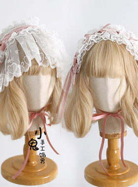 繁花序曲粉色Lolita原创蝴蝶结发带发夹礼帽发饰lo芭蕾风芙蝶之心