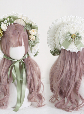 铃兰花Lolita汉洋折衷草帽bnt蕾丝cla系花朵蝴蝶结扁帽波奈特礼帽