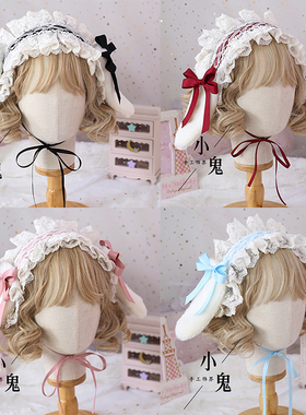Lo娘自制蝴蝶结垂耳兔发带发饰头饰洛丽塔爱丽丝可爱KC兔耳可拆卸