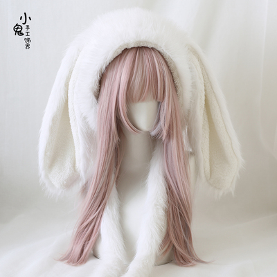 爱长兔耳朵毛绒雷锋帽仿貂绒帽子