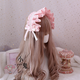 Lolita原创bnt发带洛丽塔百搭天使柄粉色蕾丝波奈特KC发带发饰
