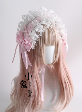 原创蝴蝶结小兔粉白色doll昭和lolita樱花恋洛丽塔发带小礼帽发箍