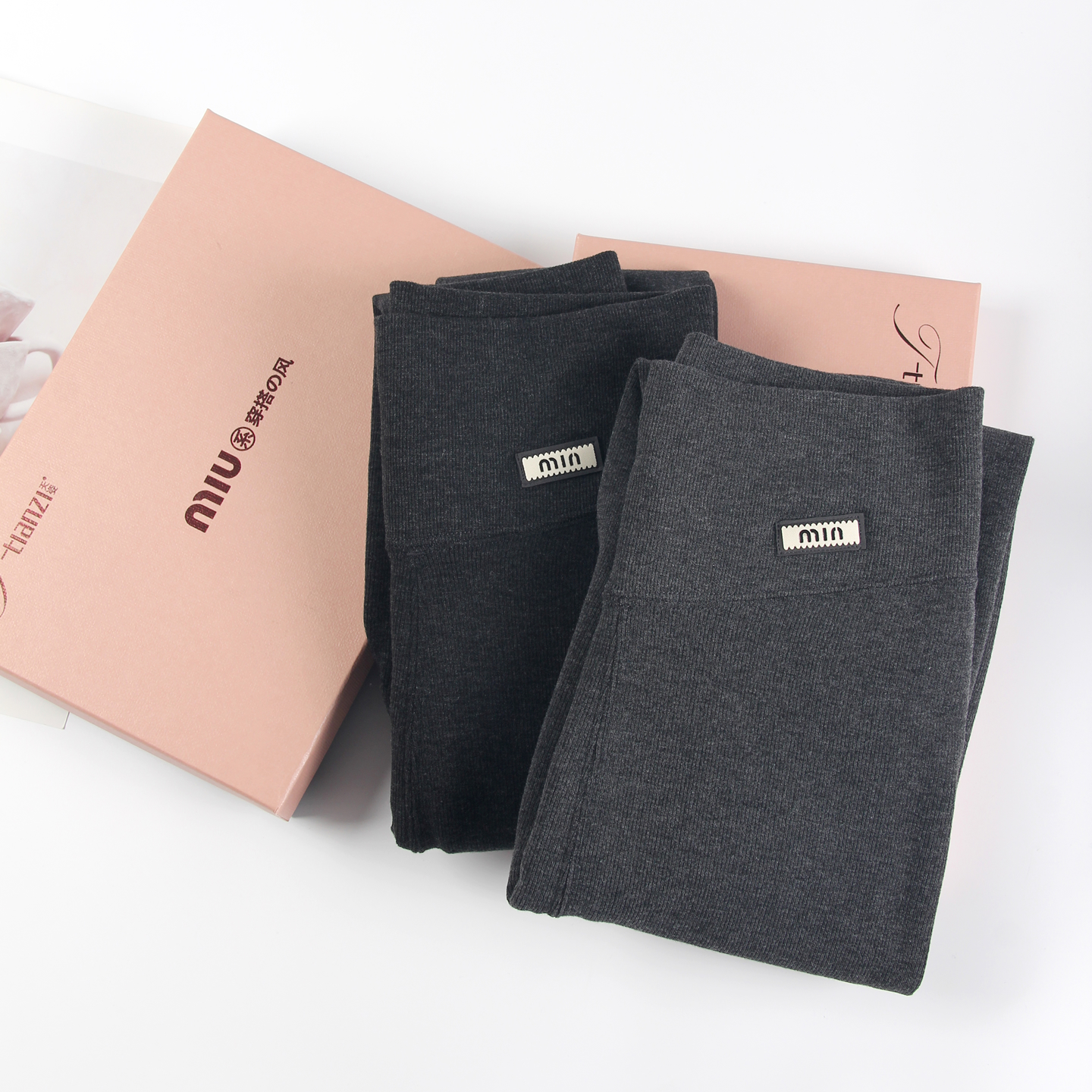 天姿高腰显瘦竖纹灰色打底裤袜