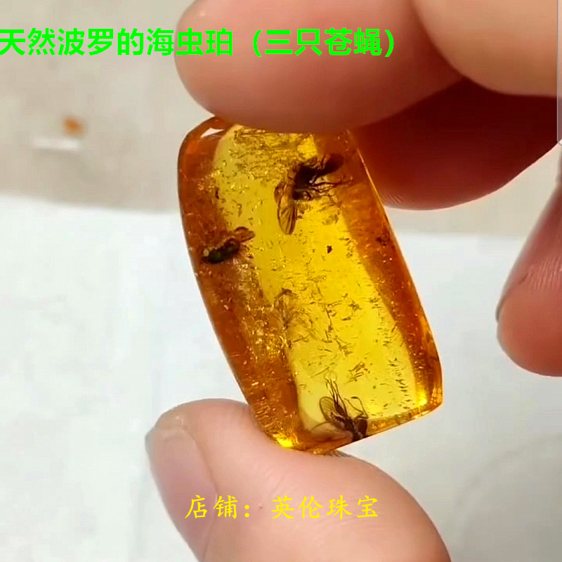 天然虫珀原石琥珀原矿波罗的海蜜蜡化石戒面吊坠戒指单珠昆虫手串
