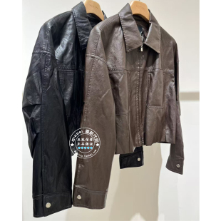 皮外套 MOFAN MAW574096 百搭纯色翻领短款 25秋 摩凡 国内代购