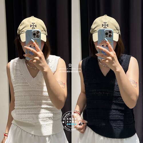 MOUSSY日系V领针织衫马甲背心女