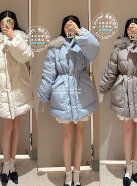 SNIDEL 国内代购 25冬 毛领连帽收腰中长款羽绒服外套 SWFC255304