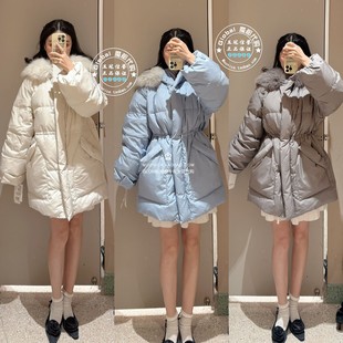 SNIDEL 国内代购 25冬 毛领连帽收腰中长款羽绒服外套 SWFC255304