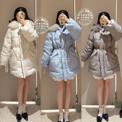 SNIDEL羽绒服中长款收腰毛领连帽