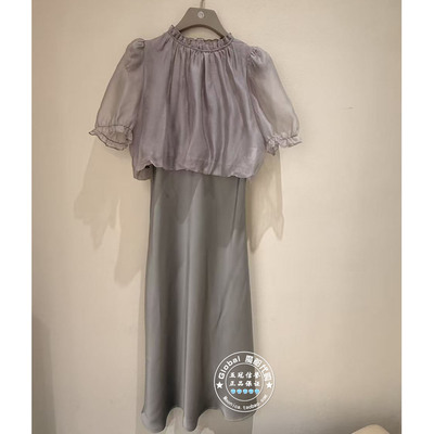 NUTS国内代购 2026夏木耳领泡泡袖气质优雅两件套连衣裙7221009A1