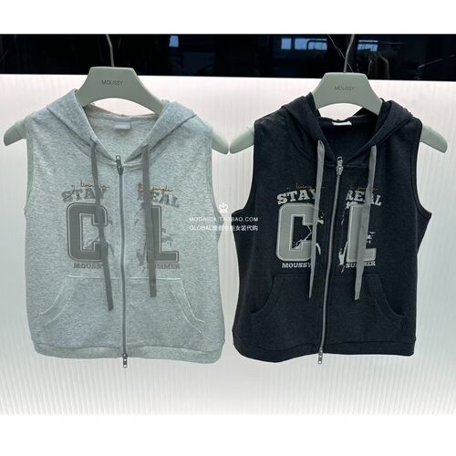 MOUSSY26春夏轻薄连帽拉链马甲