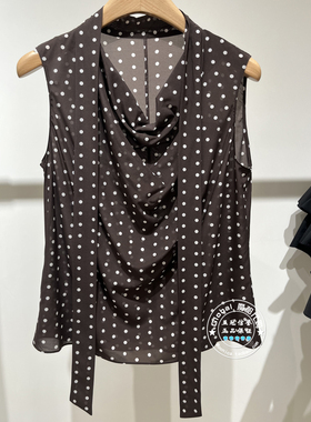 MOFAN/摩凡 国内代购 26春夏 咖色波点荡领无袖衬衫 FBX226222