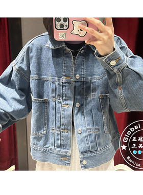 特价 MOUSSY国内代购 25春 复古翻领牛仔衣服短外套010ISS11-1741