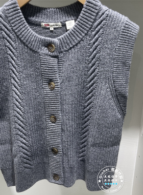 正品levis李维斯 25秋冬 女士百搭圆领灰色针织马甲 0038D-0001